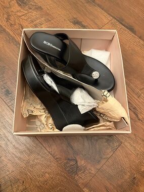 BCBGeneration Queenie Wedge Platform Sandals in Black